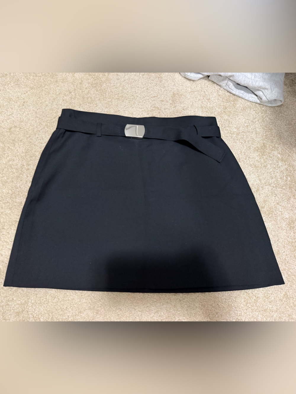 H&M Black A-Line Skirt with Silver Buckle